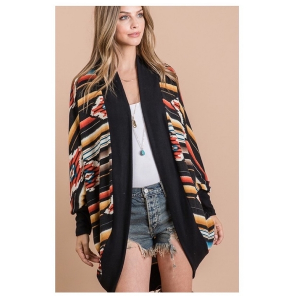 ❄️MULTICOLOR AZTEC PRINT OPEN CARDIGAN W/DOLMAN SLEEVES-NEW - Picture 8 of 8